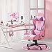 Homall Girl Racing Office Gaming Chair High Back Computer Desk Chair Leather Executive Adjustable Swivel with Headrest and Lumbar Support (Pink)