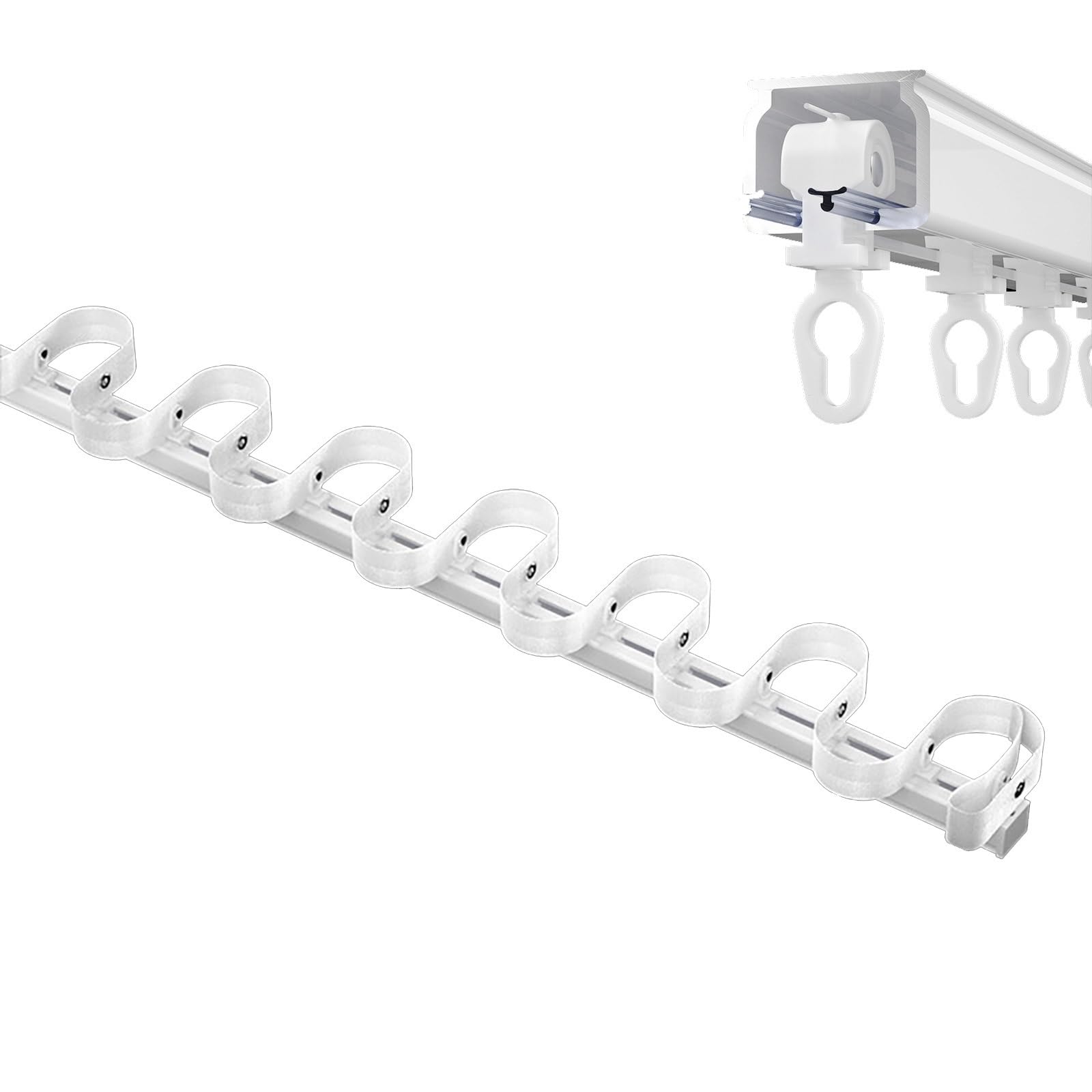 GJMSSMY Heavy Duty SShaped Curtain Track Thick Ceiling Rail for Wave Curtains Serpentine Mute Rod for Room Partitions & Bay WindowsWhite 26"