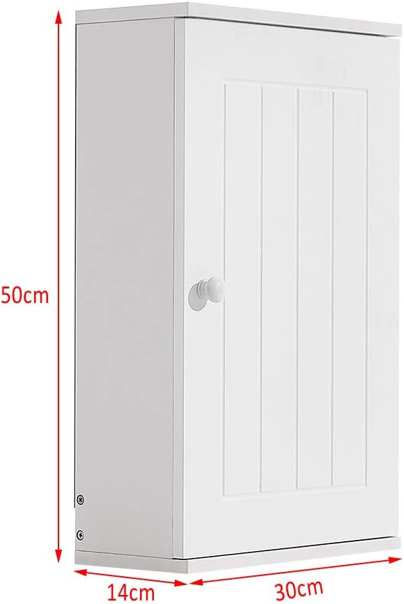 Panana Wall Bathroom Cabinet Wooden Storage Cupboard Unit Wall Mounted Cabinet with Single Door Shelf Furniture White