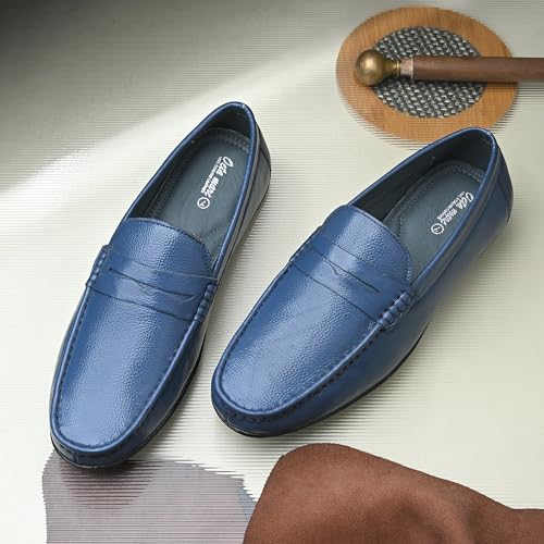 Image of Octa marc Men's Genuine Leather Loafer Shoes | Natural Rubber Sole with Soft Cushioned Insole | Classic Slip-On Design for Office, Party, Formal & Casual Wear