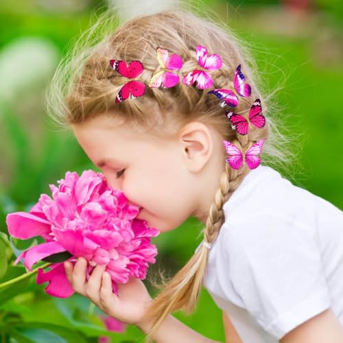 Pinzas para cabello de mariposa rosa, pack de 10 miniatura 5