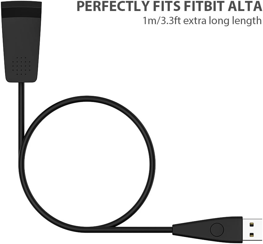 Fitbit Alta Charger——Hagibis Black Replacement Usb Charger Cable For Smart Watch Fitbit alta Band Carry the Restart Button