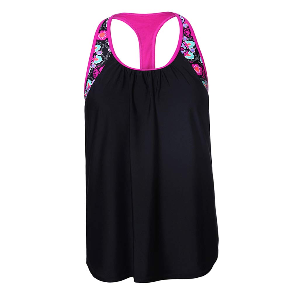 Women Modest Tank Top Swimwear Floral T Back Vest Tankini Tops 3XL Black-Clothing, Shoes & Accessories - Womens Clothing - Swimwear-image-44