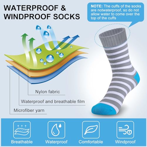 Geyoga 2 Pairs Waterproof Socks for Kids Girls Boys Breathable Skiing Hiking Socks for Travel Camping Wading4