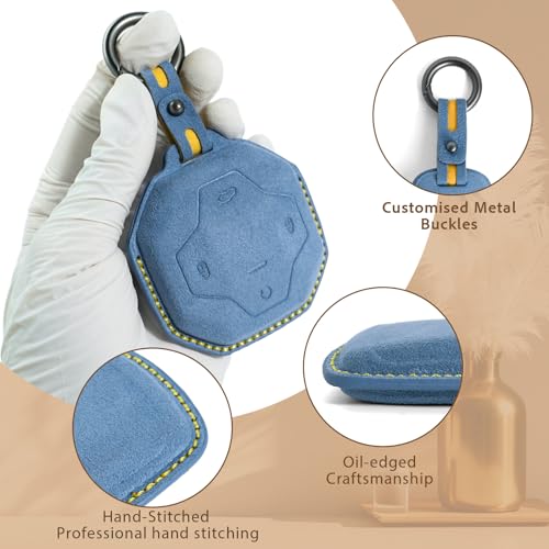 Boîtier clé Jetour T2 i-DM daim bleu à surpiqûres manuelles 4 boutons