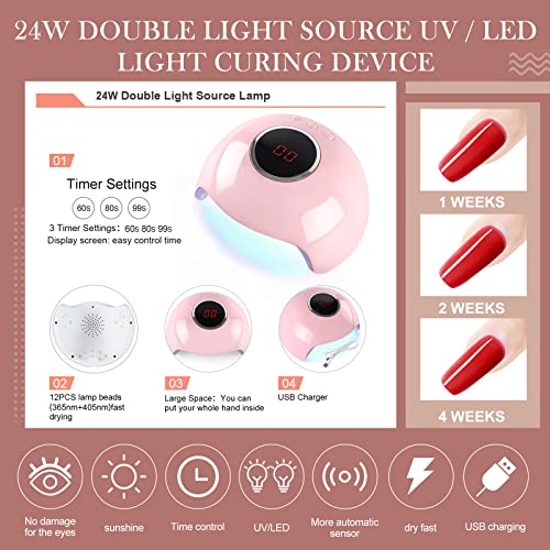 20Pcs Gel Polish Kit With U V Light Starter Kit Professional Glitter Nail Polish Set 36W Nail Art Rhinestones Summer Gel Manicure Kit Gift For Women Diy Salon #TOP4