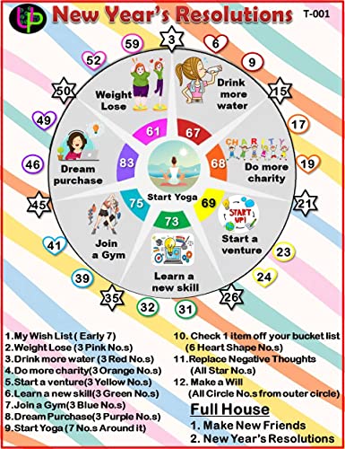 Image of New Year Tambola Tickets - Resolutions Theme 2026 - English - Bingo Housie Game for Kitty Party, Friends & Family Gatherings, Happy New Year Theme (Set of 15 Tickets)