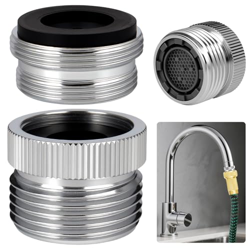 Faucet Adapter with Aerator,Garden Hose to Sink Faucet Adapter,Faucet to Garden Hose Adapter for Bathroom and Kitchen, Sink Hose Attachment with 3/4' GHT Thread Chrome