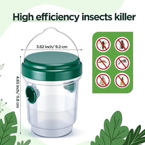 2 Pcs Wasp Traps for Outdoors Wasp Killer Hanging Bee Traps Reusable Fly Bee Killer for Indoor Outdoor Patio Garden Home by Tianchen - Used condition - Image 2