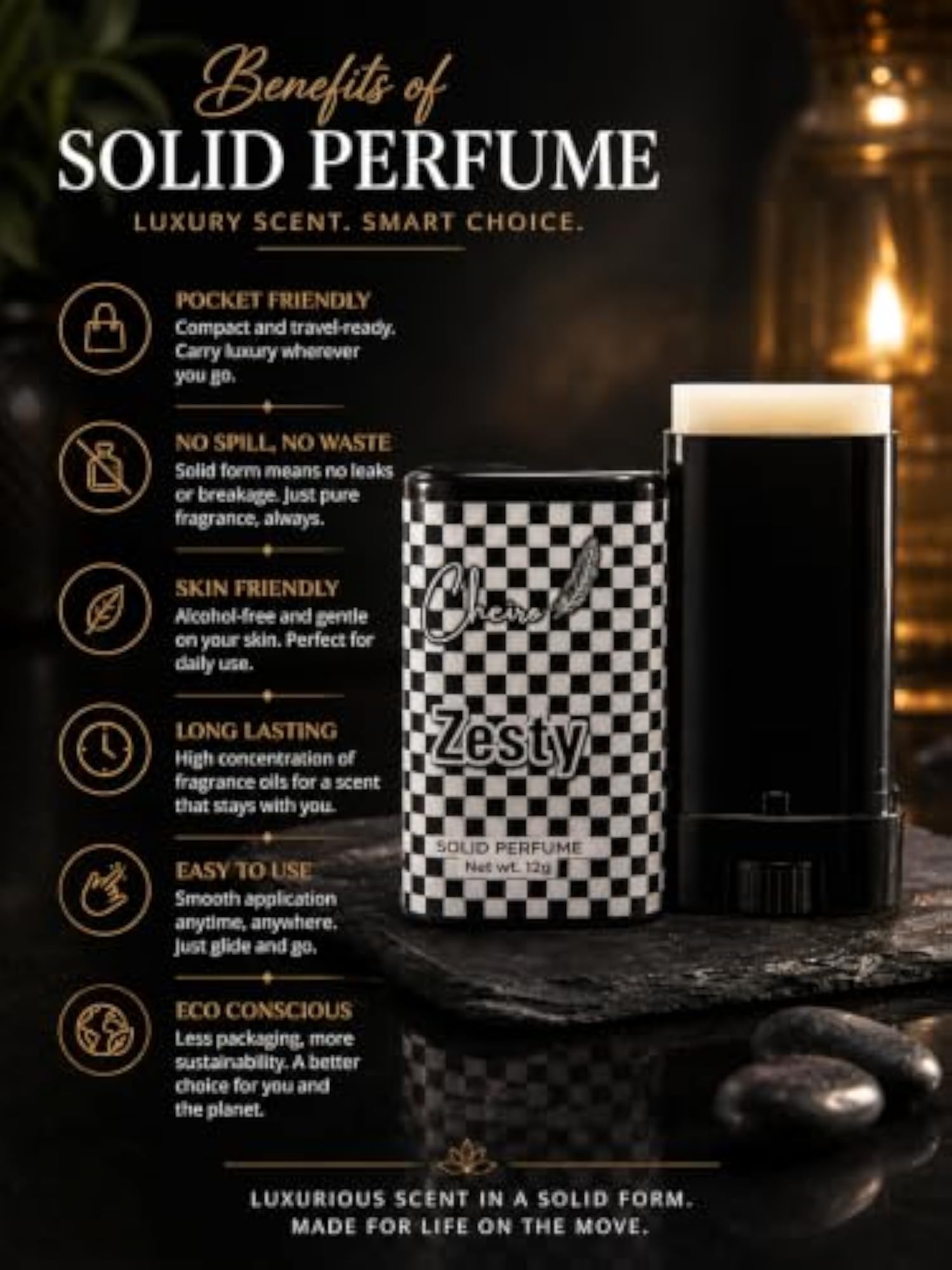 Solid Perfume Zesty, Long-Lasting Fragrance for Men & Women