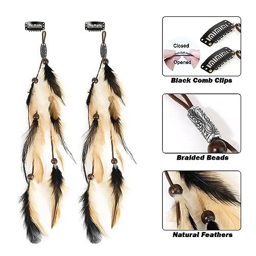 MWOOT 6Pcs Feather Hair Clips, Boho Extensions with Clip Comb - Image 2