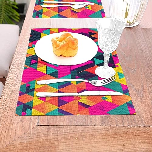 Set de table lavable lot de 6 avec imprimé triangle coloré pour cuisine - 6