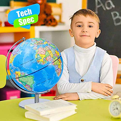 World Globe with Stand Adults - 9 Inch Diameter - Geographic Globes Discovery World Learning Toys Globe for Kids. - Thumbnail 7