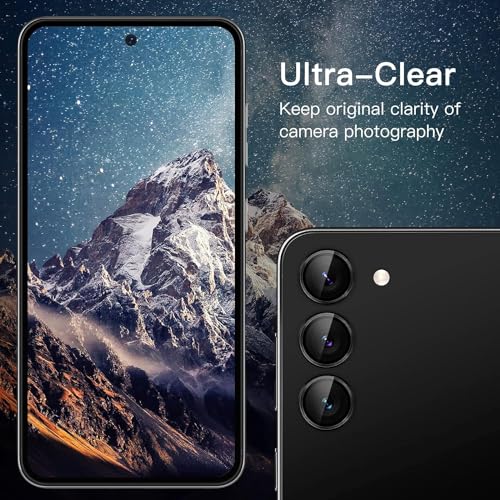 Image of Skinomi Camera Lens Protector Compatible with Samsung Galaxy S23 ultra 5G / S24 ultra 5G [Anti-Scratch] Premium Tempered Glass Film Aluminum Alloy Lens Ring Cover, Black Titanium