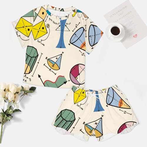 Ensemble pyjama femme court géométrique vêtement nuit été léger