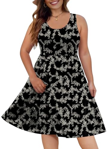 Image of DB MOON Womens 2026 Plus Size Tank Dresses Sleeveless Knee Length Sundress with Pockets