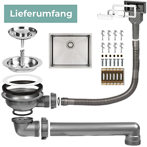 Edelstahlspüle Mizzo Küchenspüle Linea 50-40 für 60er Schrank