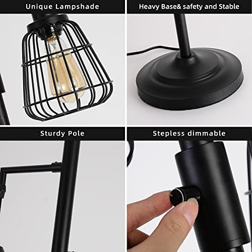 9Mmml Dimmable Floor Lamp,Industrial Farmhouse Tall Standing Floor Lamp For Living Room, Bedroom Office,3 Teardrop Cage Lampshade,3 Led Bulbs Inculded.68 Tall #TOP5