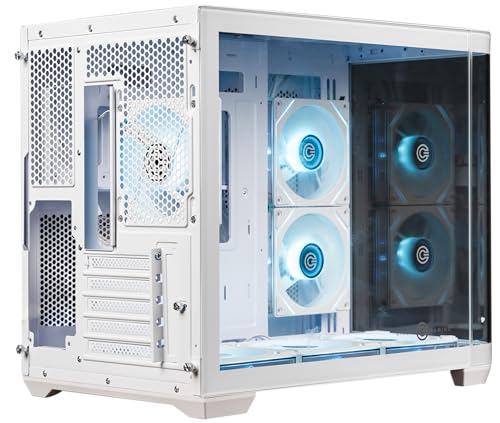 Image of Circle Lucid Curve MX Mid Tower Computer Case | Gaming Cabinet - White | Panoramic Curved Glass | Support M-ATX and ITX | Pre Installed 3X Bottom, 2X Side and 1X Rear 120MM Infinity Mirror ARGB Fans