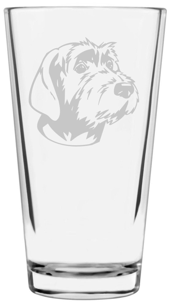 Wirehaired Pointing Griffon Dog Themed Etched All Purpose 16oz Pint Glass