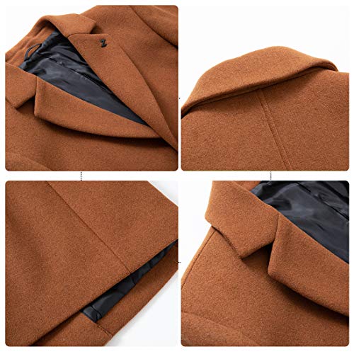 PRIJOUHE Men's Wool Trench Coat Single Breasted Slim Fit Mid-Length Notched Collar Winter Overcoat Quilted Pea Coats4