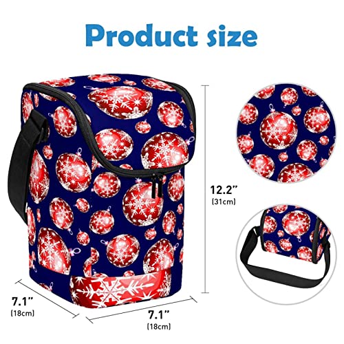 Bolsa de almuerzo térmica e impermeable con estampado de bolas de Navidad 4