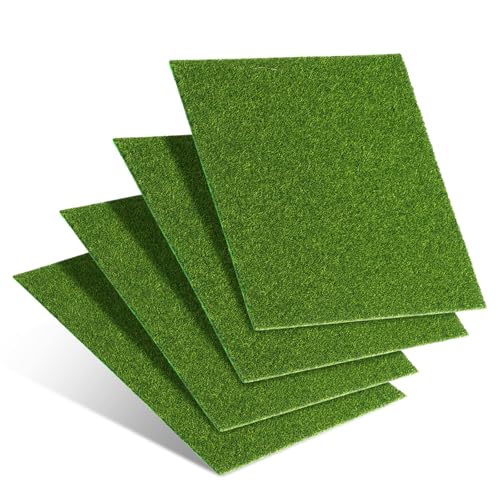 Defageh 4Pcs 6X6 Inch Fake Grass Decor For Crafts, Premium Realistic Miniature Artificial Grass, Easy To Cut &Amp; Shape Artificial Turf For Mini Fairy Garden, Diorama