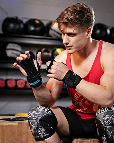 Gymnastics Hand Grips / Gloves With Wrist Wrap Support -Perfect For Wods,Pull Up,Power Weight Lifting,Kettlebells And Gym Workout (Blue4) #TOP5