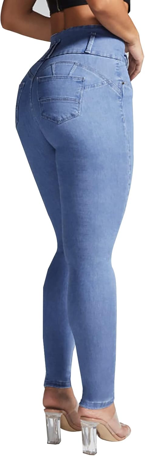YUZIBAO Women's High Waist Skinny Stretch Jeans Shaping Butt Lifting Denim Pants - Image 4