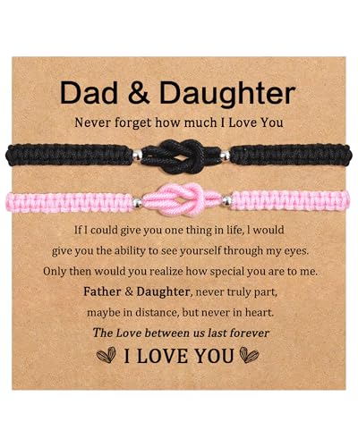 Dad Daughter/Mother Son/Mother Daughter Bracelet Pinky Promise Matching Relationship Friendship Bracelets Birthday Gifts for Women Men Teen Her Him