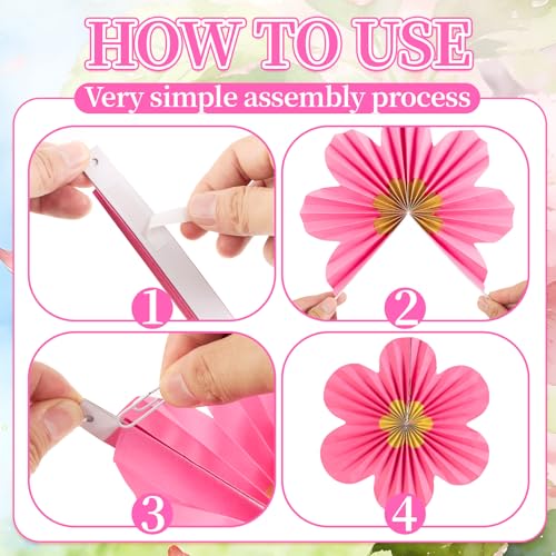 Image of SUNBEAUTY Paper Flowers Decorations for Wall Gold Flower Party Decorations Hanging Fans Floral Backdrop Decor Mothers Day Birthday Wedding Baby Shower Decoration Wall Set of 9