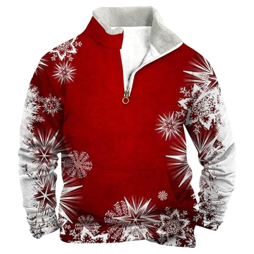 Pull de Noël pour homme avec demi-fermeture éclair pour soirées d'hiver