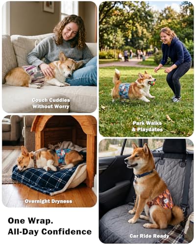 Image of CuteBone Dog Diapers Male Belly Bands 3 Pack for Male Dogs Reusable Puppy Wraps