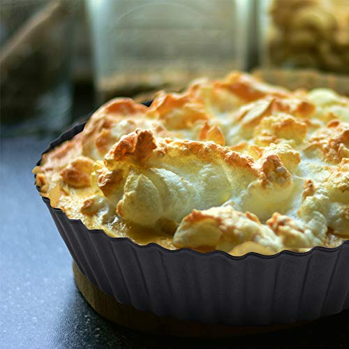 9.5-Inch Round Tart/Quiche Pan 2-Inch Height with Removable Base Bottom, Deep Dish Pie Non-Stick Pan
