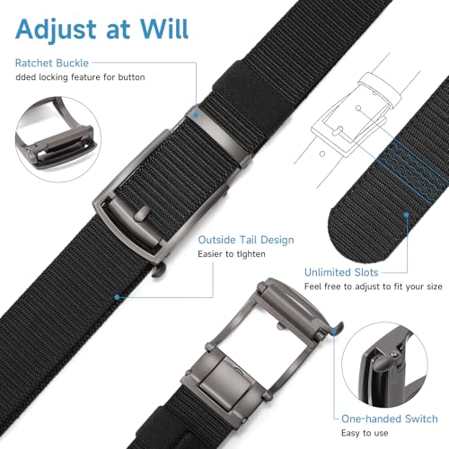 SENDEFN Nylon Ratchet Belts for Men, Golf Web Belt with Automatic Adjustable Buckle Casual Jeans4