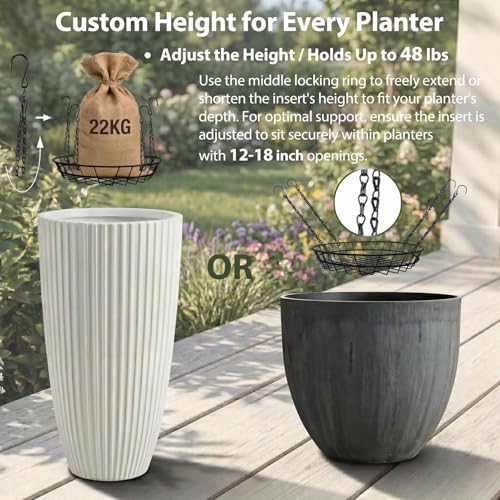 Support pour pot de fleurs en métal robuste et crochets ajustables - 6
