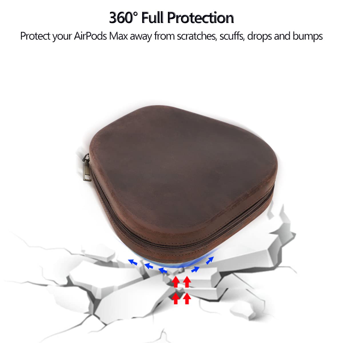 Funda de Piel Auténtica Compatible con Auriculares AirPods Max, Estuche de Transporte de Viaje Hecha a Mano con Cordón de Cuero, Carcasa Protectora Bolsa de Almacenamiento Portátil para AirPods Max