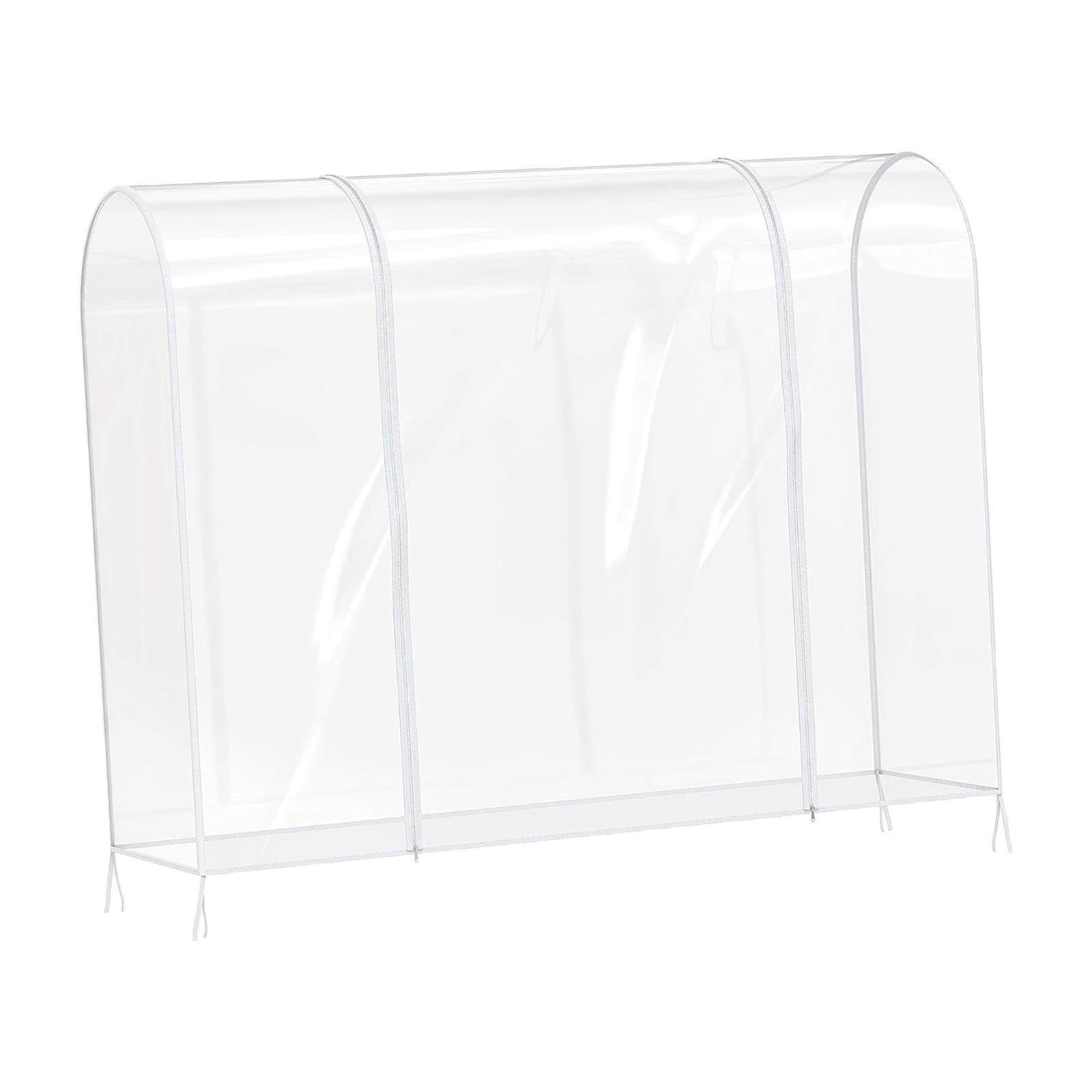 PIXZCSA Waterproof Protector Garment Cover Large Space For Clothes Strong Zipped Providing Complete Dust Clear Garment Rack Cover For Clothes Rack, Clear, 120x50x150cm