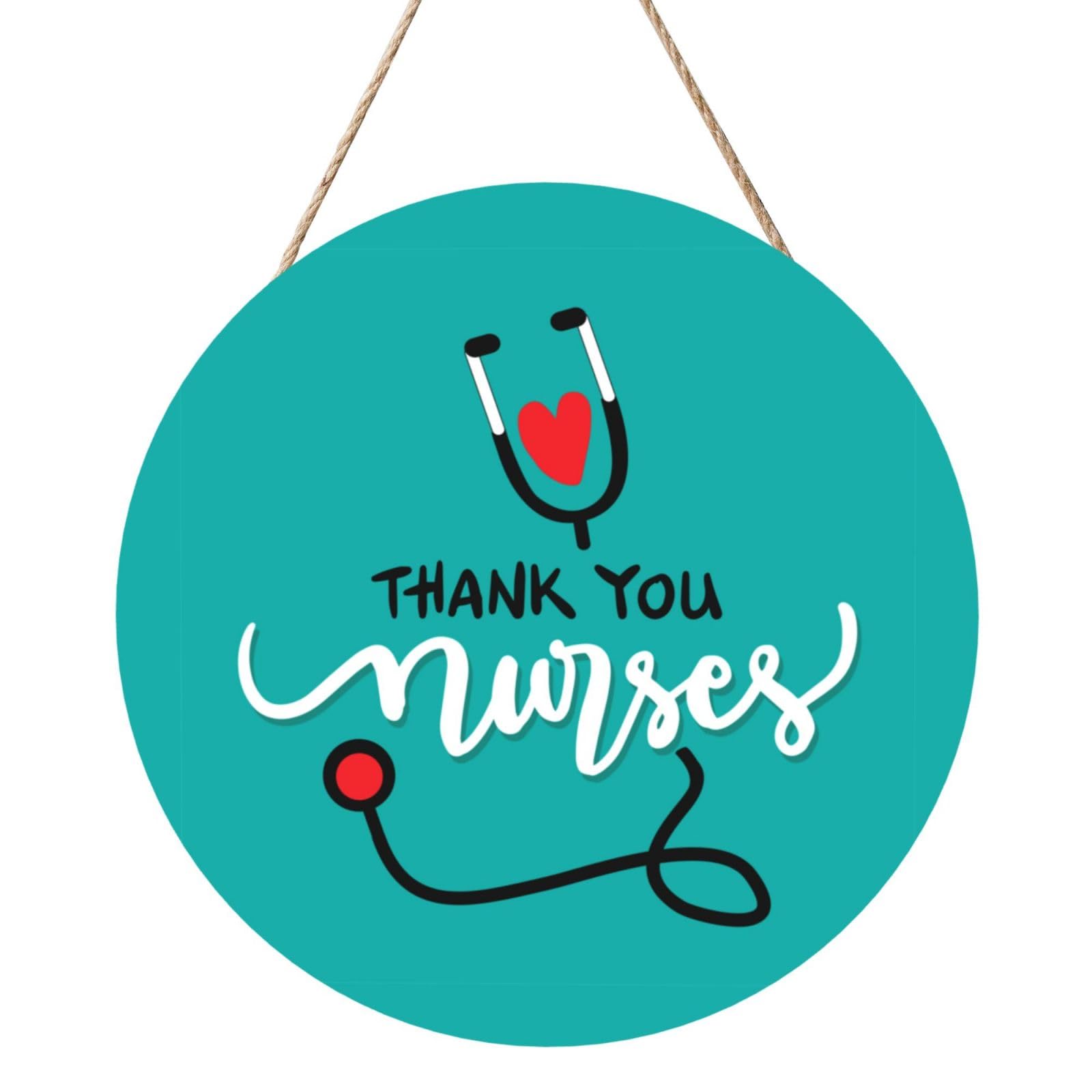 Happy Nurse Appreciation Week Door Signs Plaques Wood Welcome Sign For Front Door Wall Hanging For Home Farmhouse Office Classroom Party Decoration