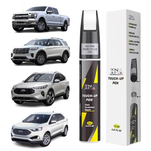 XNA Star White Metallic Tri-Coat(AZ) for Ford Touch Up Paint, Car Scratch Remover for Nicks and Chips Repair, 2-In-1 Quick & Easy Fix Car Scratch Repair Kit with Exact Color-Matched