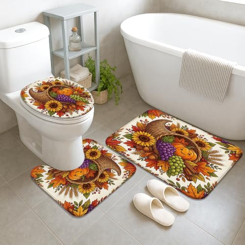 Rideaux de douche et tapis de bain Cornucopia en polyester imperméable de 183x183 cm