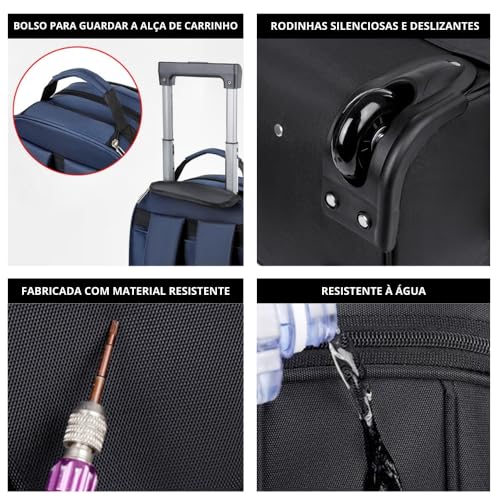 Mochila Com Rodinha Para Viagem Masculina Resistente Mala Carrinho De Bordo Notebook 15.6