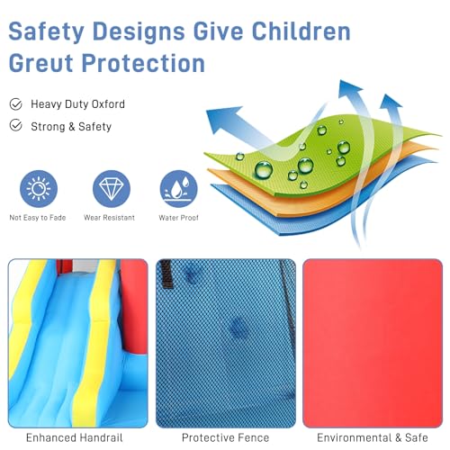Ktaxon Inflatable Water Slide, Jumping Outdoor Bounce House Double Long Water Slide with 750W Air-Blower for Backyard, Park, Lawn (181" L x 143.7" W x 76.8" H) - Thumbnail 4