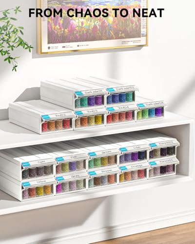 Image of ARTDOT 4-Pack Interlocking Storage Containers for Diamond Art Kits for Adults, 128 Slots Storage Box for Diamond Painting Accessories and Tools