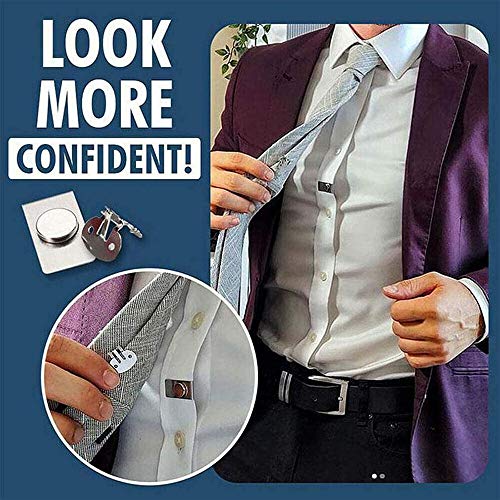 3/6 Pcs Invisible Magnetic Tie Stay - Men\'s Invisible Magnetic Automatically Fixed Tie Clip, Stainless Steel Magnetic Lapel Pin, Collar Bar Necktie Shirt Tie Clips Collar Stays Pin for Men (3pcs) - Thumbnail 5