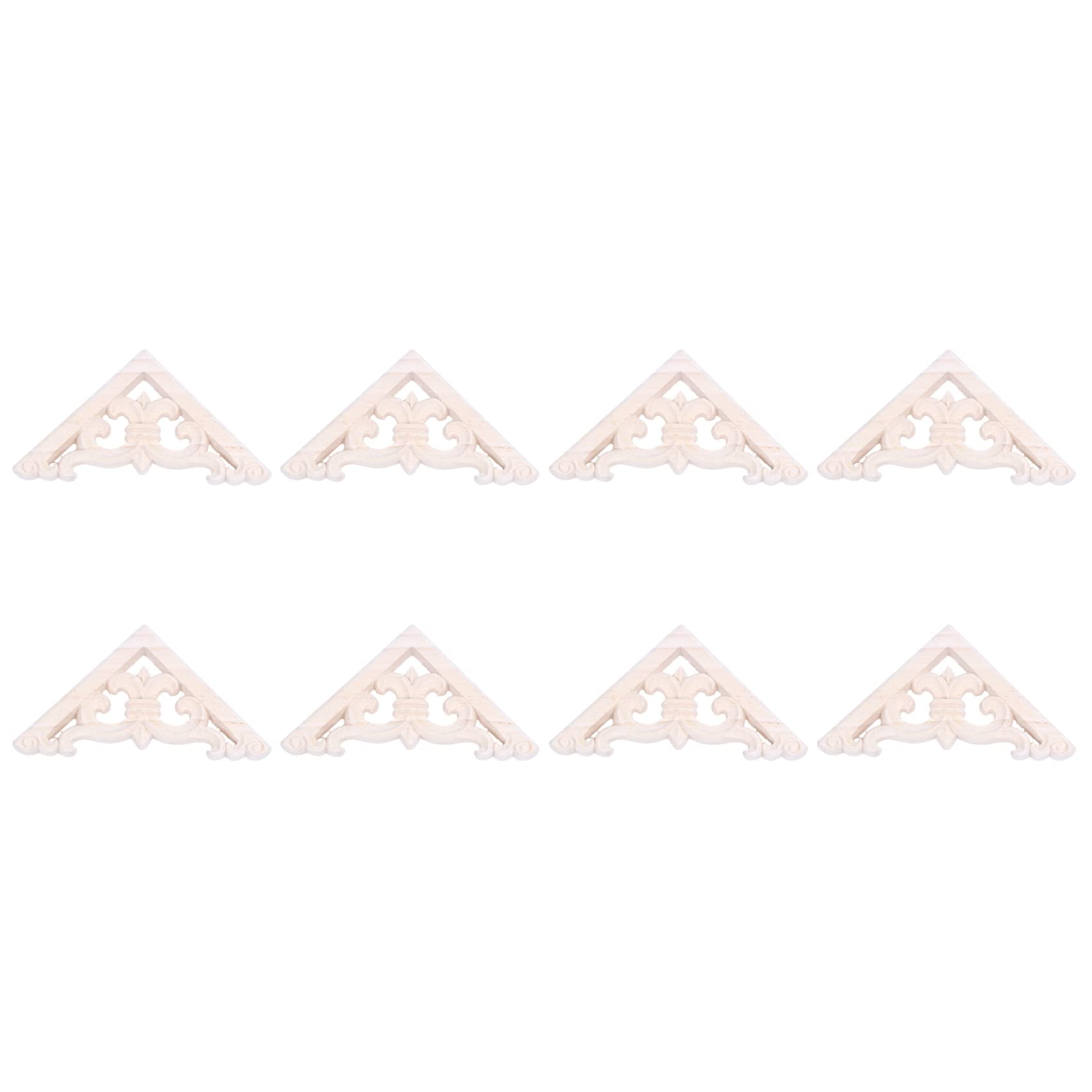 Hndhbfgrt 8 Pcs 8 x 8cm Wood Carved Corner Onlay Applique Decor Furniture Craft Unpainted