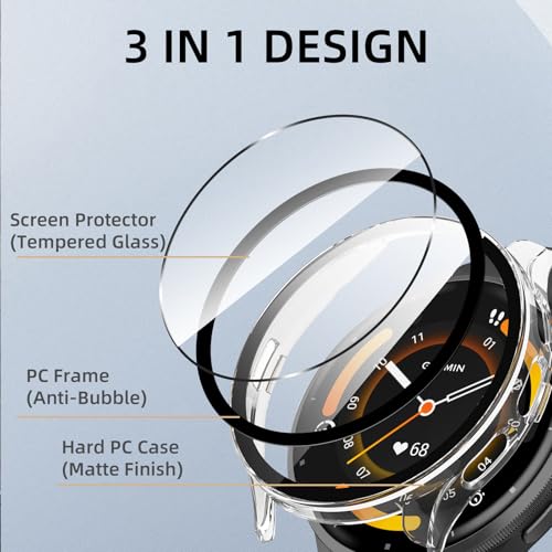 Image of Case Compatible with Garmin Venu 3, Hard PC Case with Tempered Glass Screen Protector, All-Round Protection, Scratch-Resistant and Shock-Absorbing Protective Case for Garmin Venu 3