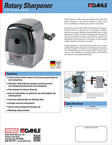 Dahle 133 Pencil Sharpener With Automatic Cutting System, Adjustable Point, Accepts Standard Graphite Or Oversized Artist Pencils (Special Edition) #TOP2