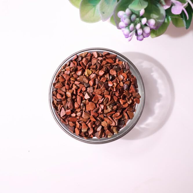 Image of Red Jasper Chips Stone for Reiki, Meditation, Vastu (500 Gm) | Healing Gemstone for Courage & Mental Clarity | Decorative Crystals for Spiritual Home Decor | DIY Jewellery Making & Home Decoration