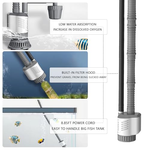 Image of Fish Tank Cleaner, 15KPA Suction with Auto Water Change, 30W High Power PP Material, Multi Strainer Gravel Washer for Aquarium, Sand Cleaning Water Purification